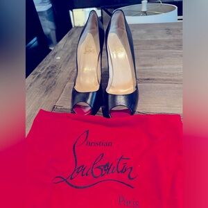 Christian Louboutin black peep toe heels